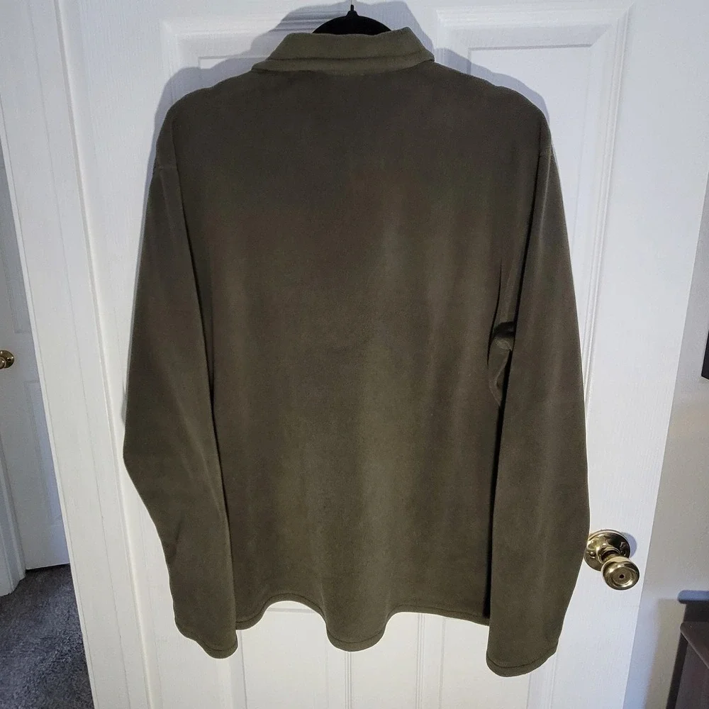 The North Face Fleece Pullover Mens L Green Polartec Quarter Zip Mock Neck Logo